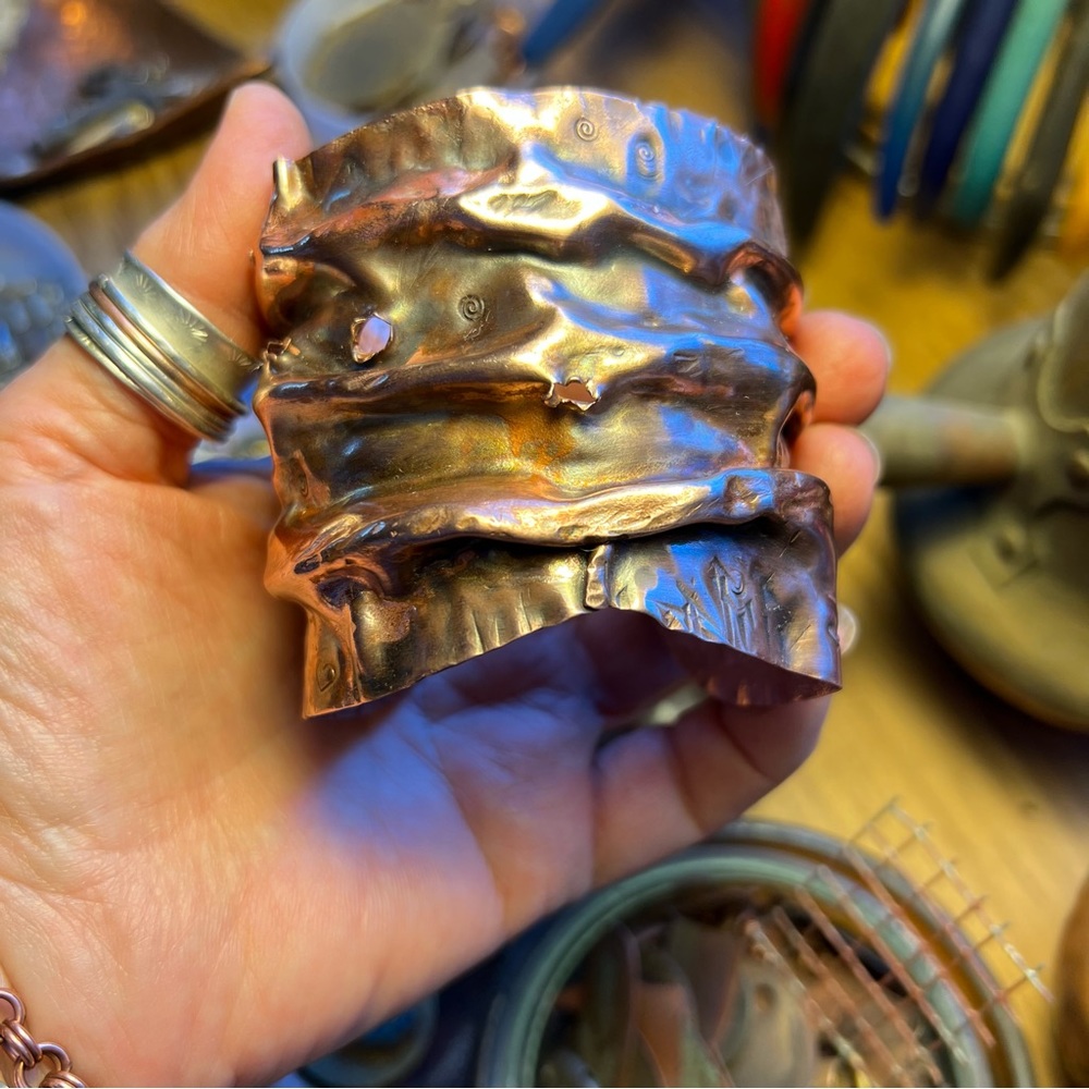Copper Fold Formed Solid Copper Hand Crafted Cuff… - image 2